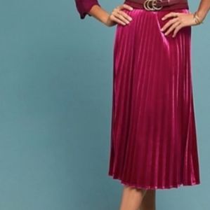 Anthropologie Maeve Pleated Velvet Skirt